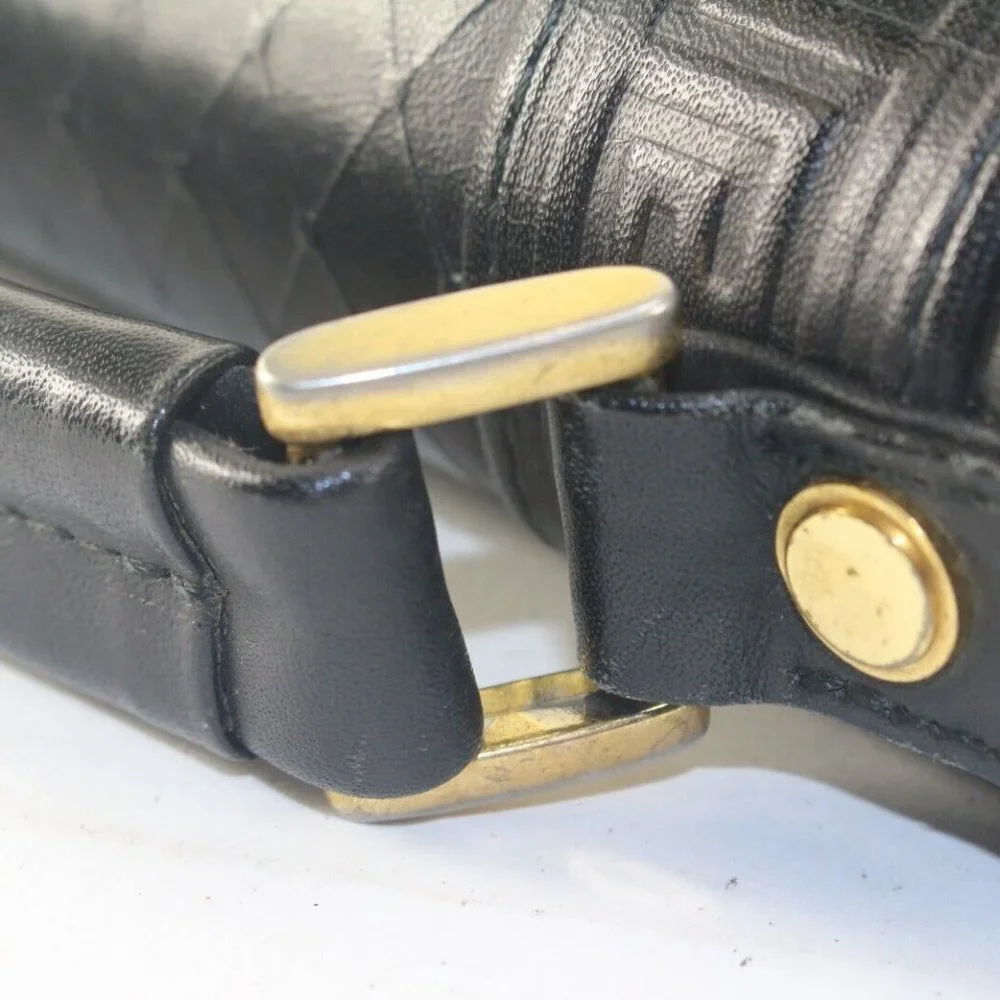 Versace Black Mini Top Handle Briefcase Greek Key Sun 2VER105K